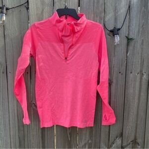 RBX Active Mens Neon Pink Seamless Quarter Zip Pullover Thumbholes Size M
